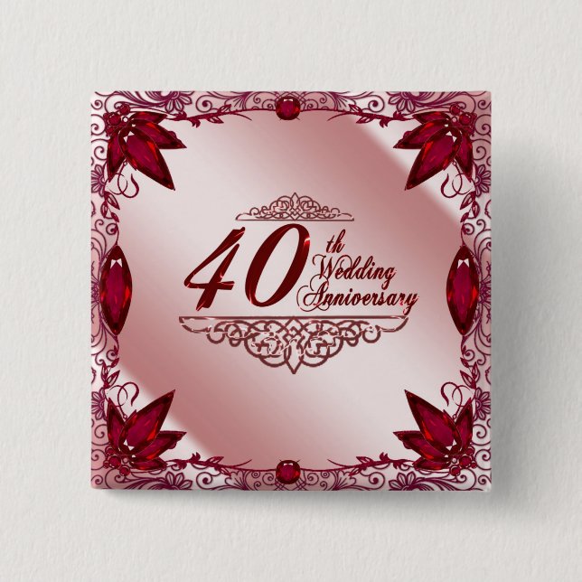 40th Wedding Anniversary Button (Front)