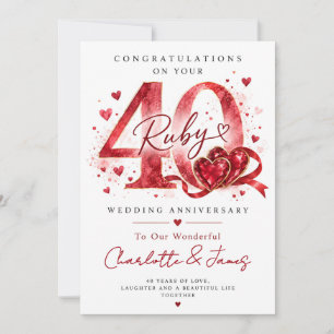 40th Wedding Anniversary Card Ruby Anniversary