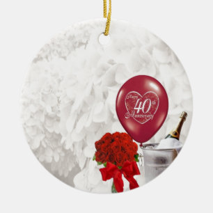 40th Wedding Anniversary Ceramic Tree Decoration