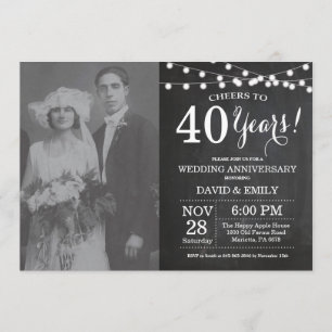 40th Wedding Anniversary Chalkboard Photo Invitation
