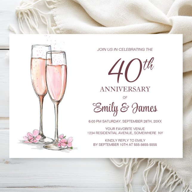 40th Wedding Anniversary Champagne Invitation (Creator Uploaded)