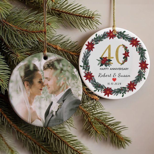 40th Wedding Anniversary Christmas Gifts  Ornament (Creator Uploaded)