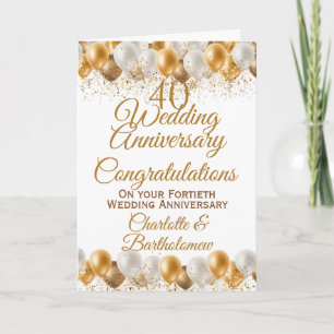 40th Wedding Anniversary Congratulations Card