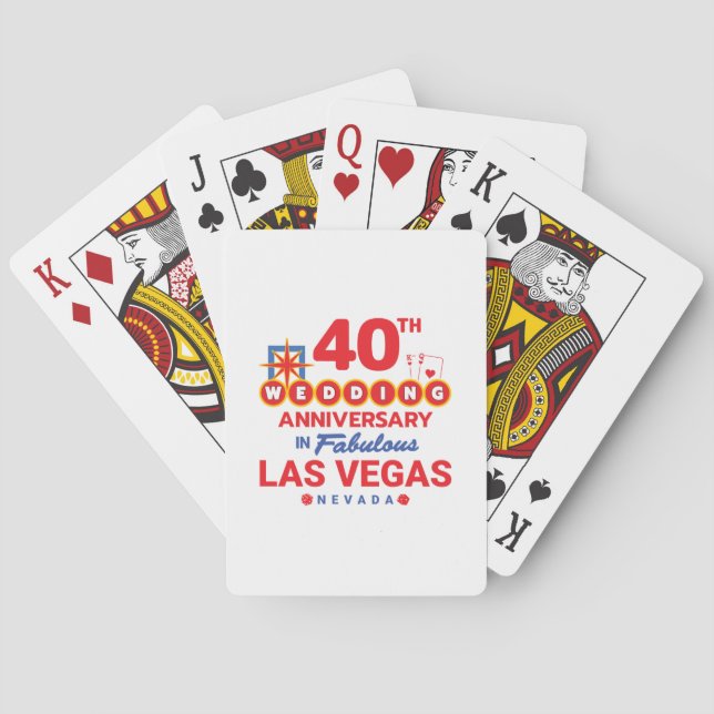 40th Wedding Anniversary Couples Las Vegas Trip Playing Cards (Back)