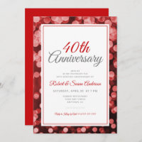 40th Wedding Anniversary | Elegant Red Bokeh
