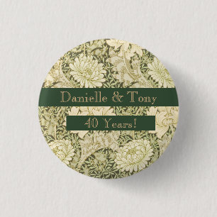 40th Wedding Anniversary Floral 3 Cm Round Badge