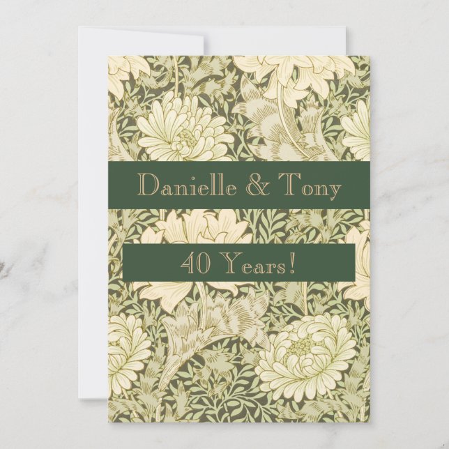 40th Wedding Anniversary Floral  Invitation (Front)