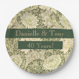 40th Wedding Anniversary Floral Paper Plate