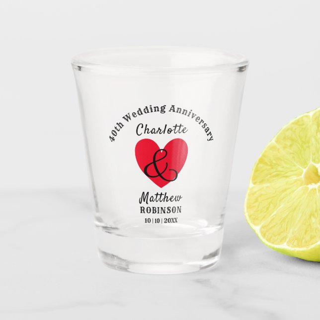40th Wedding Anniversary Gift Personalised Shot Glass (Front)