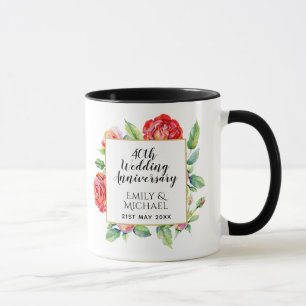 40th Wedding Anniversary Gift - Ruby Red Roses Mug
