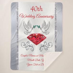 40th Wedding Anniversary Gifts for Parents Sherpa Blanket