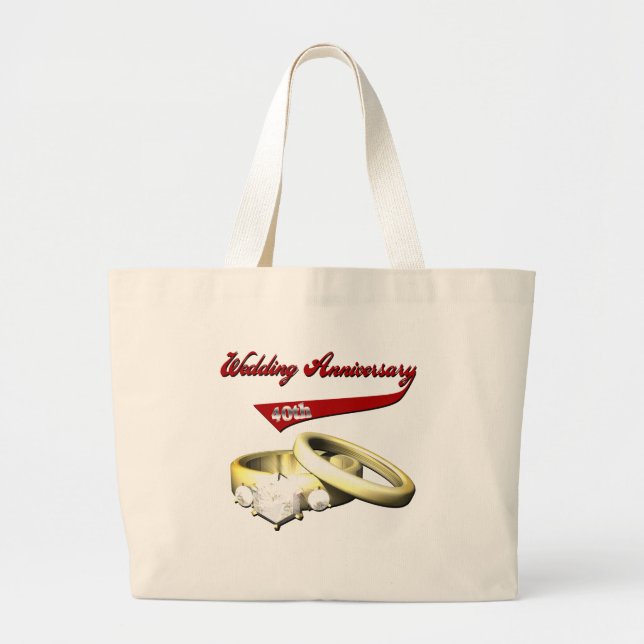 40th Wedding Anniversary Gifts Large Tote Bag (Front)