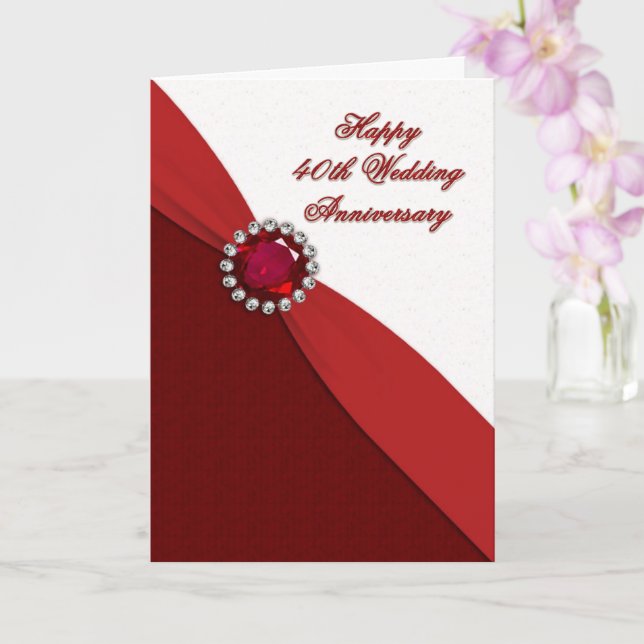 40th Wedding Anniversary Greeting Card (Orchid)