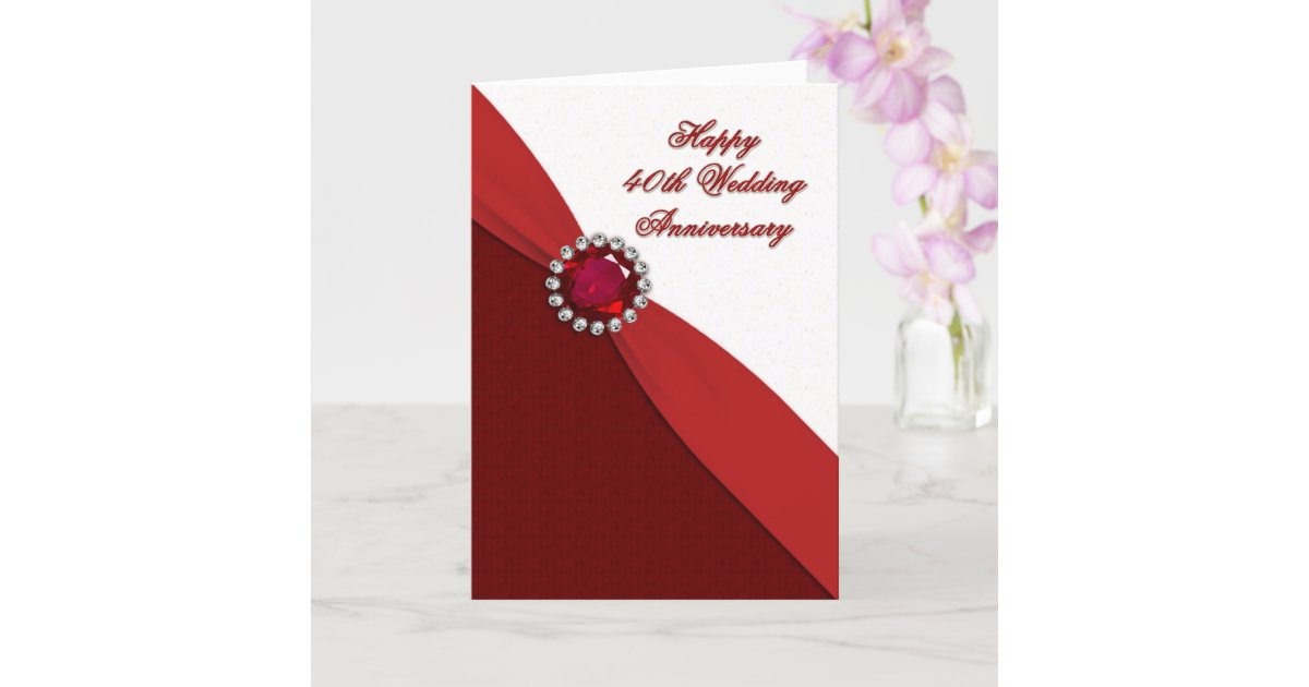 40th Wedding Anniversary Greeting Card | Zazzle.co.uk