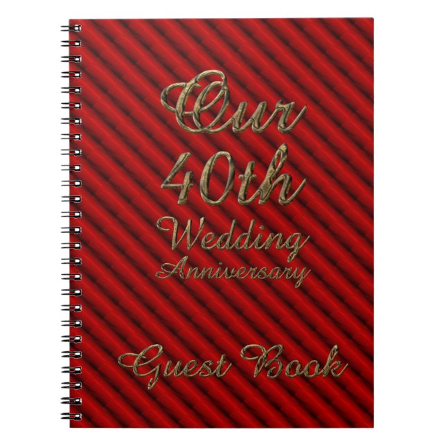 40th Wedding Anniversary Guest Book Gold Ruby (Front)