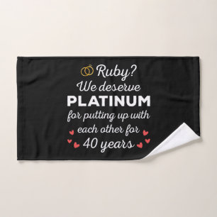 40th Wedding Anniversary I - Ruby Funny Couple Bath Towel Set