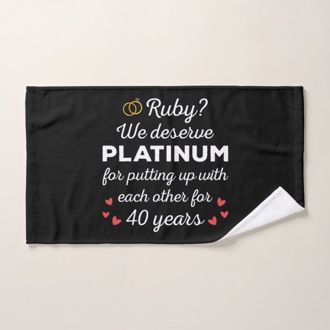 40th Wedding Anniversary I - Ruby Funny Couple Bath Towel Set (Hand Towel)