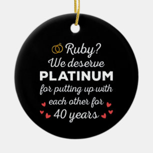 40th Wedding Anniversary I - Ruby Funny Couple Ceramic Tree Decoration