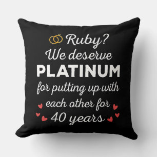 40th Wedding Anniversary I - Ruby Funny Couple Cushion