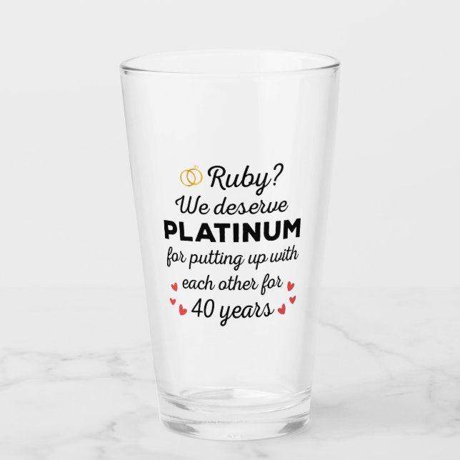 40th Wedding Anniversary I - Ruby Funny Couple Glass (Front)