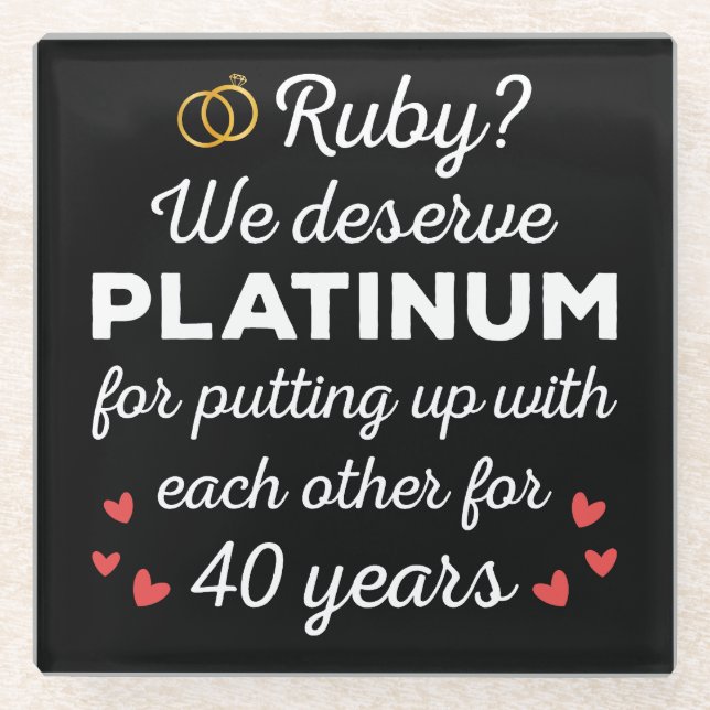 40th Wedding Anniversary I - Ruby Funny Couple Glass Coaster (Front)