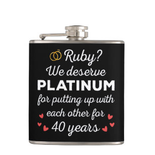 40th Wedding Anniversary I - Ruby Funny Couple Hip Flask