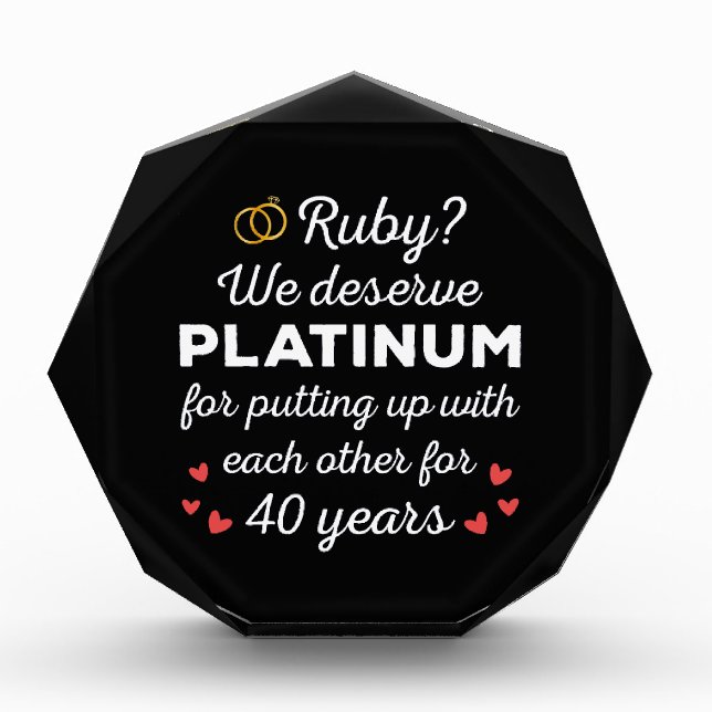 40th Wedding Anniversary I - Ruby Funny Couple Photo Block (Front)