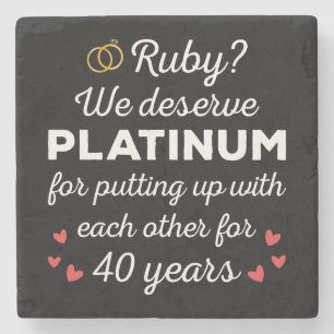 40th Wedding Anniversary I - Ruby Funny Couple Stone Coaster