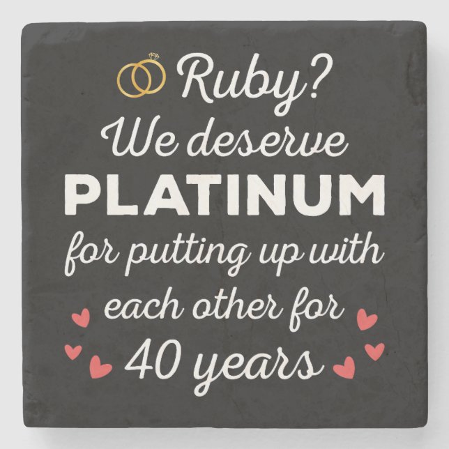 40th Wedding Anniversary I - Ruby Funny Couple Stone Coaster (Front)