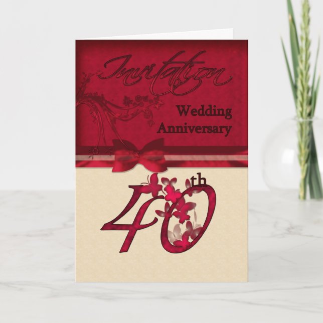 40th Wedding Anniversary Invitation Card (Front)