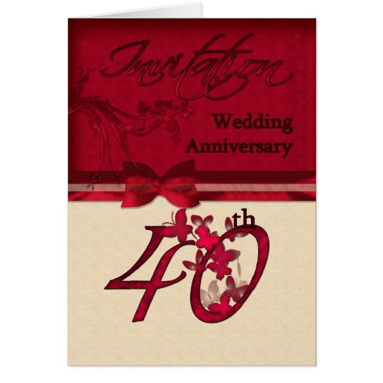 40th Wedding  Anniversary  Invitation Card Zazzle co uk 