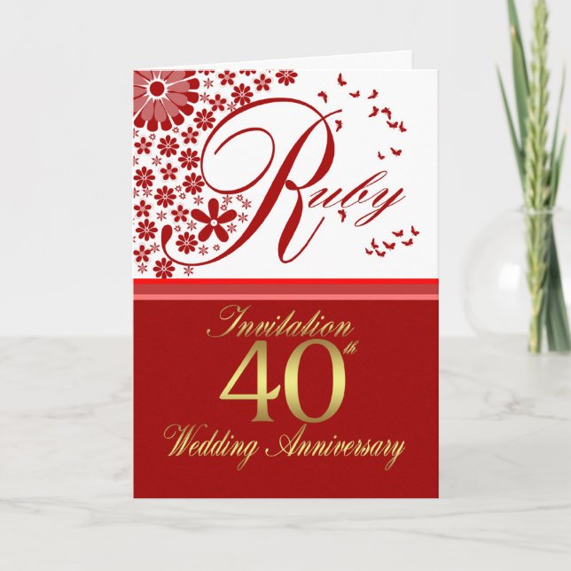 40th wedding anniversary invitation card - ruby we (Front)