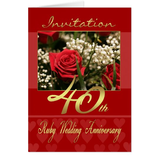  40th  wedding  anniversary  invitation  card ruby we 