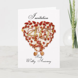 40th wedding anniversary invitation card - ruby we