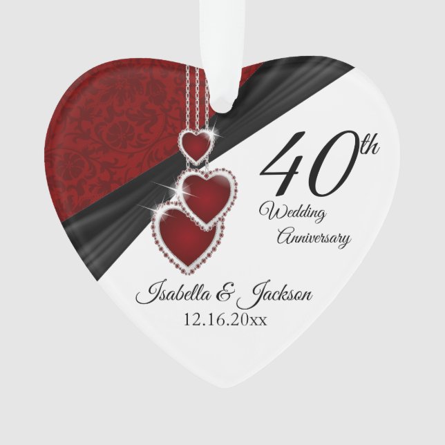 40th Wedding Anniversary Keepsake Photo Design Ornament (Front)