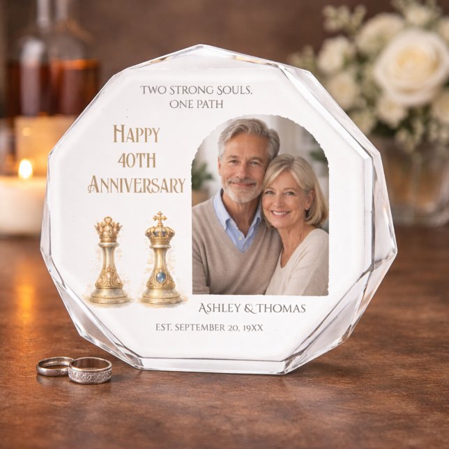 40th Wedding Anniversary King Queen Gift Keepsake Photo Block (Creator Uploaded)
