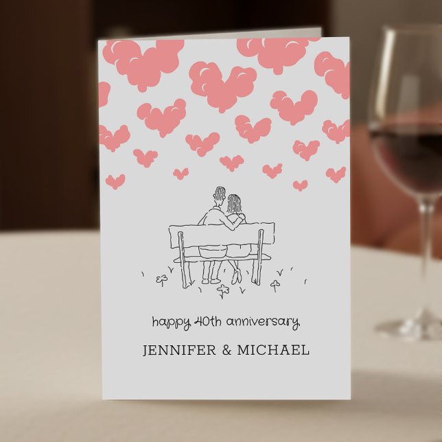 40th Wedding Anniversary Married Couple Hearts Card (Creator Uploaded)