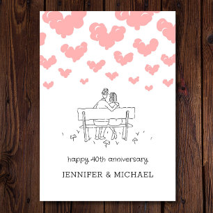 40th Wedding Anniversary Married Couple Hearts Card
