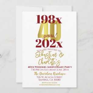 40th Wedding Anniversary Modern Invitation