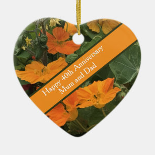 40th Wedding Anniversary Nasturtium alternative Ceramic Tree Decoration