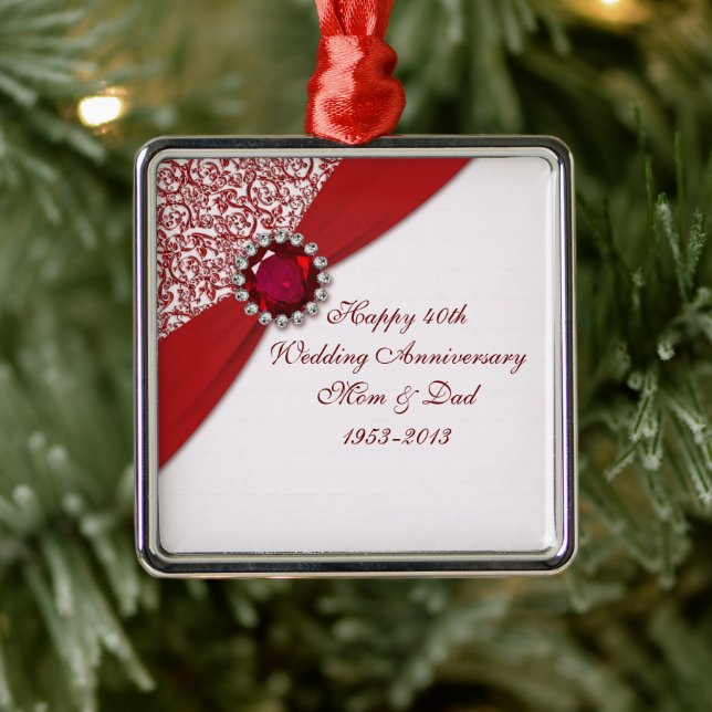 40th Wedding Anniversary Ornament (Tree)