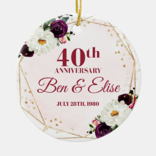 40th Wedding Anniversary Ornament Ruby Anniversary