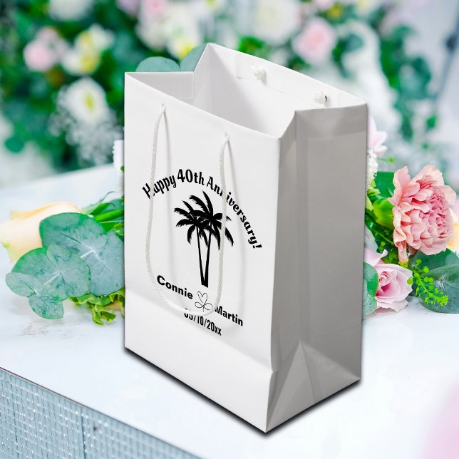 40th Wedding Anniversary Palm Trees Medium Gift Bag (Creator Uploaded)