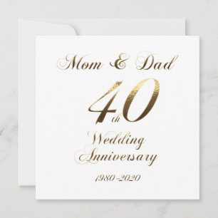 40th Wedding Anniversary Parents 2020 Elegant Save The Date