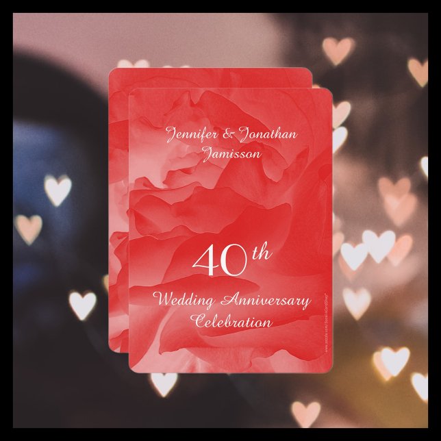 40th Wedding Anniversary Party Coral Pink Rose Invitation (Creator Uploaded)