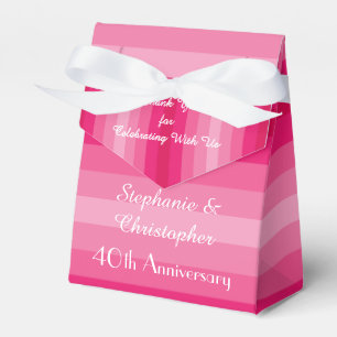 40th Wedding Anniversary Party Favour, Pink Stripe Favour Box