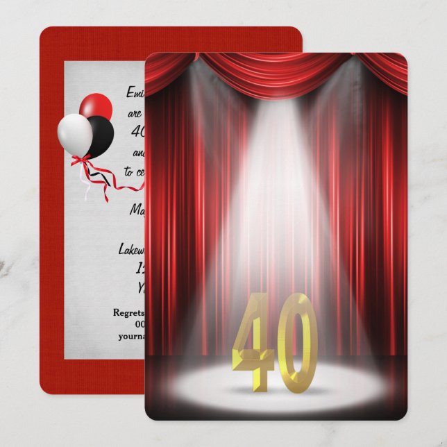 40th Wedding Anniversary Party Invitation (Front/Back)