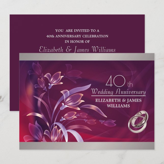 40th Wedding Anniversary Party  Invitation (Front/Back)