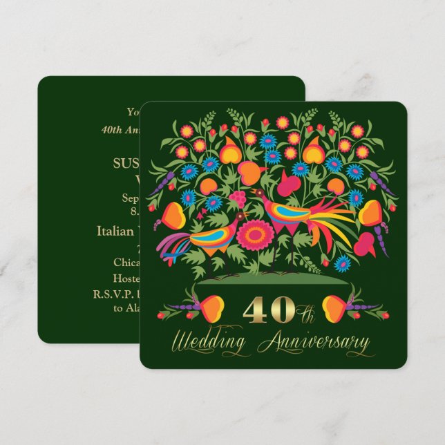 40th Wedding Anniversary Party Invitations (Front/Back)