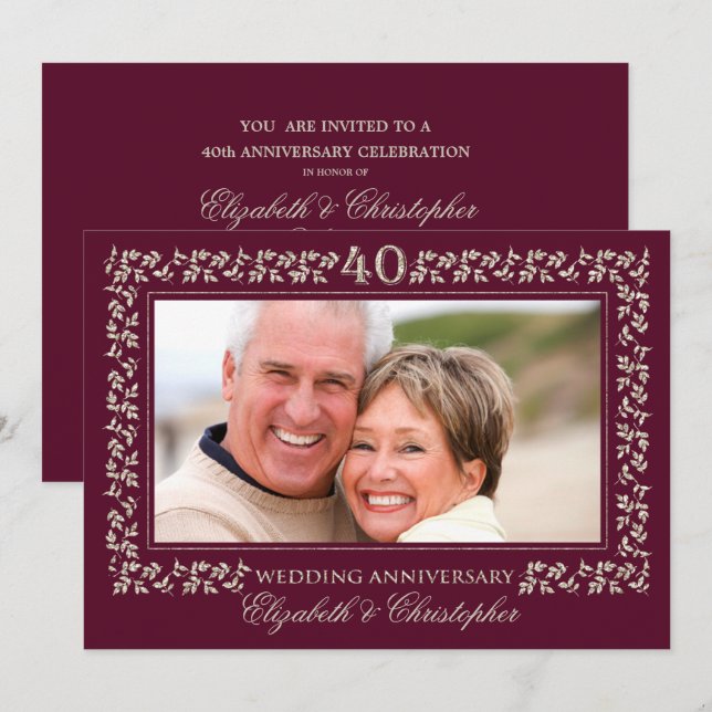 40th Wedding Anniversary Party Invitations (Front/Back)